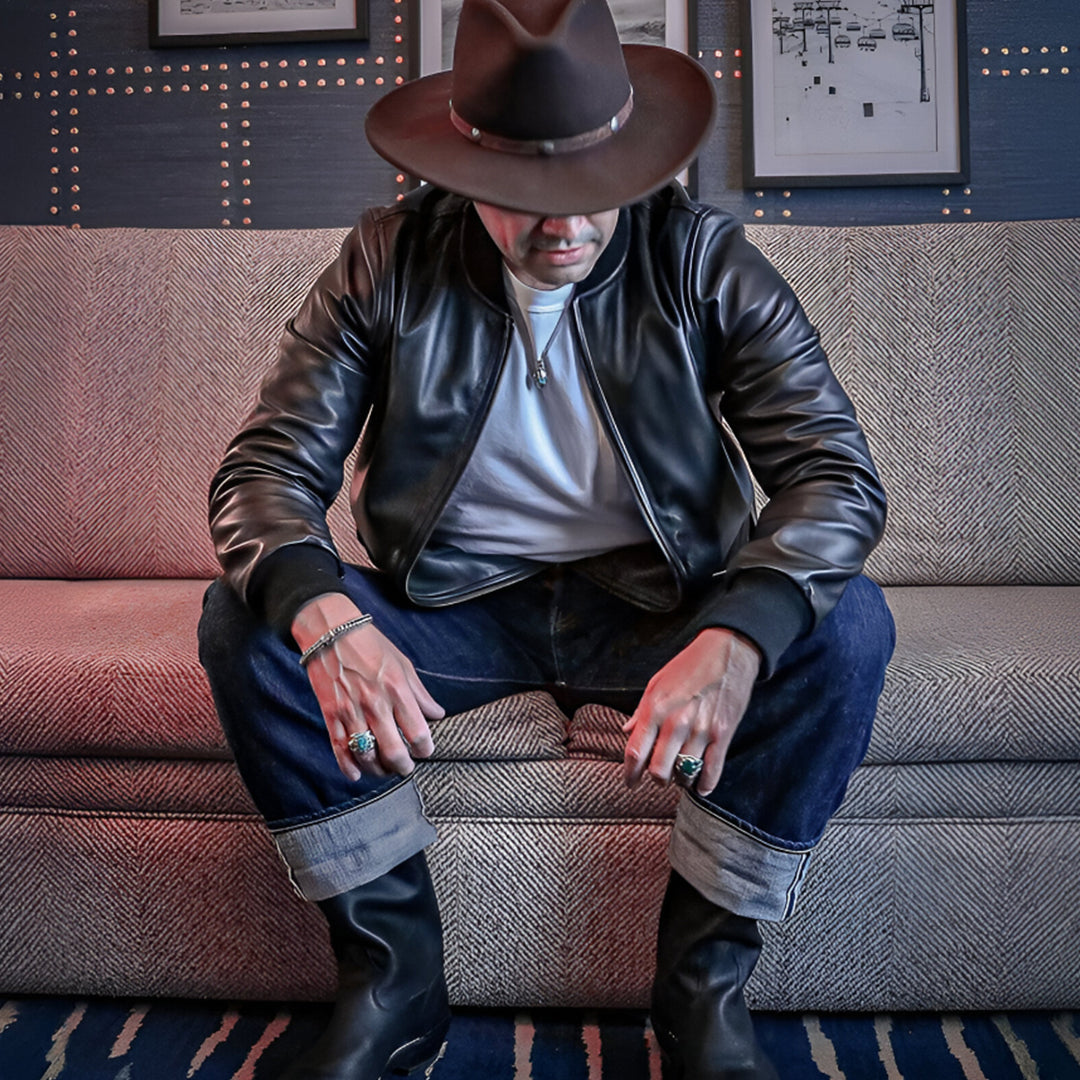 BLACK ELK BOMBER LEATHER JACKET - BLACK