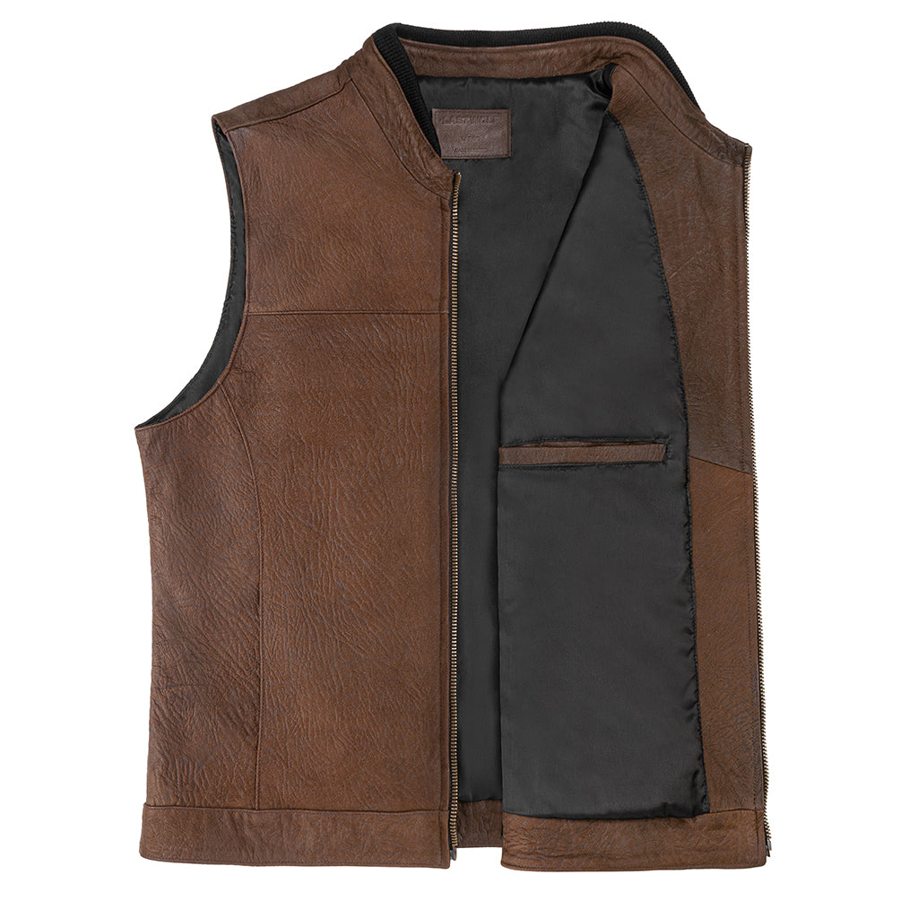 APALACHE LEATHER VEST - AGED BROWN