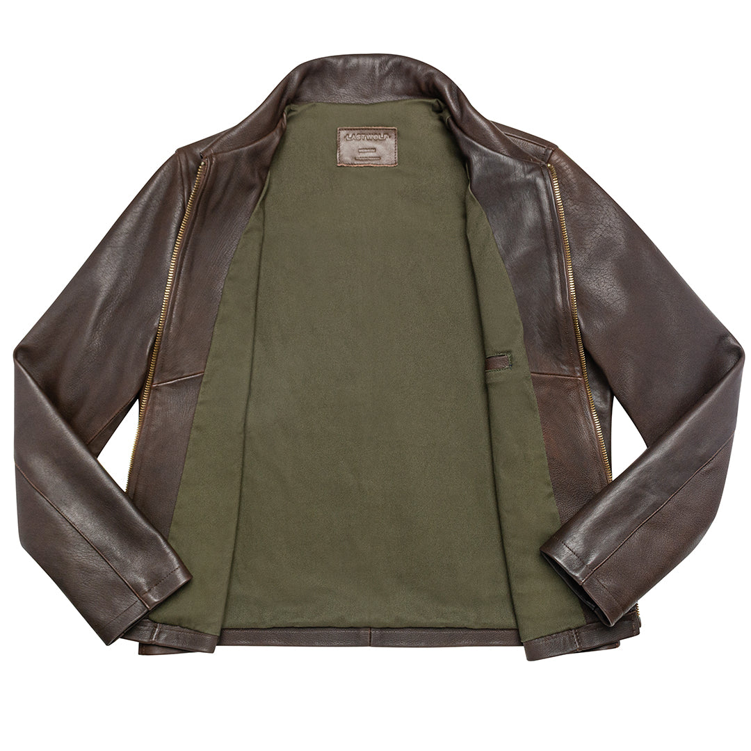 CRAIG MOTO LEATHER JACKET-DARK BROWN