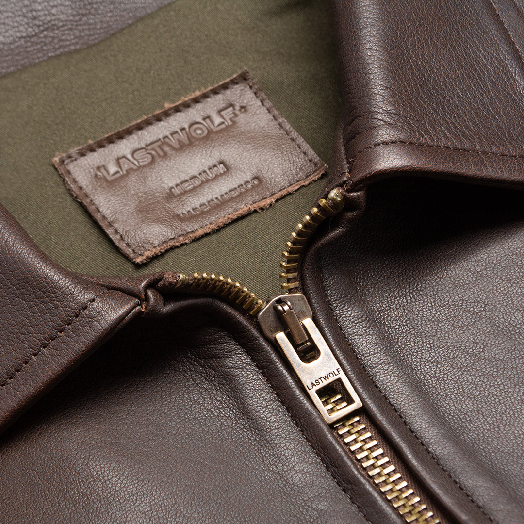 CRAIG MOTO LEATHER JACKET-DARK BROWN