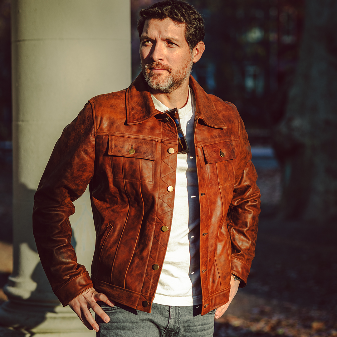 DRIFTER WORK LEATHER JACKET - VOLCANO BROWN