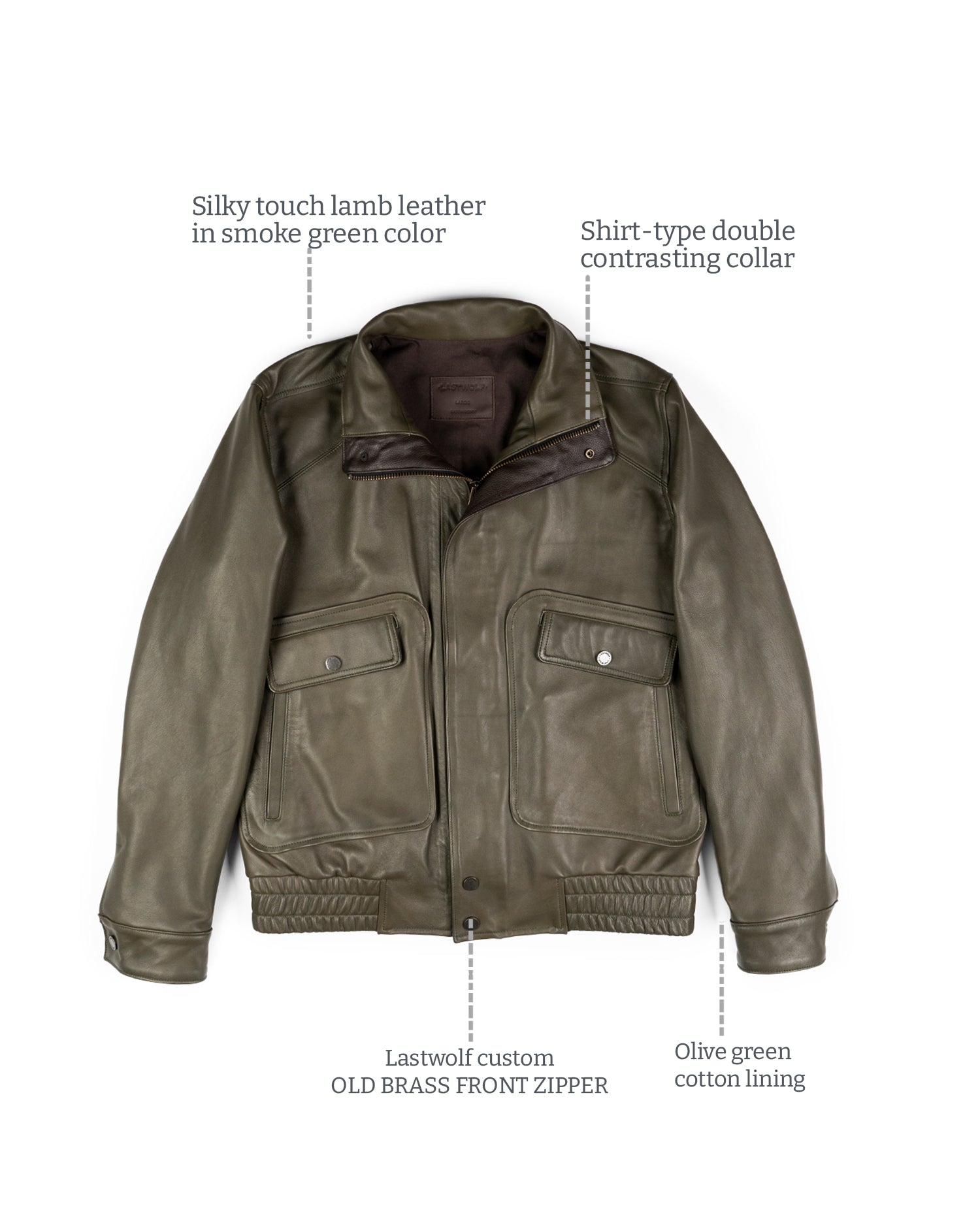 EVERGREEN VINTAGE FLIGHT LEATHER JACKET SMOKE GREEN