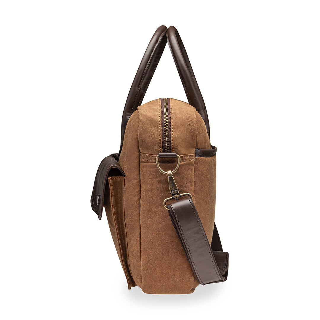 FRONTIER WAX CANVAS MESSENGER BAG - COGNAC COLOR