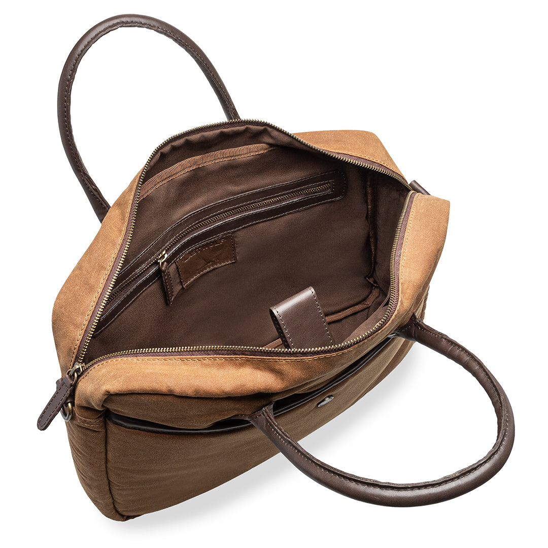 FRONTIER WAX CANVAS MESSENGER BAG - COGNAC COLOR