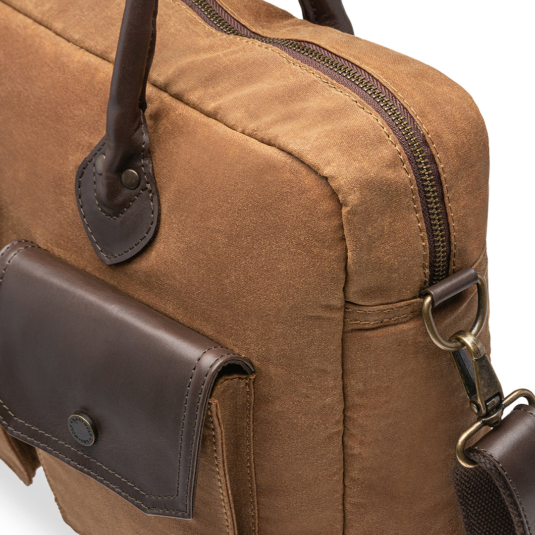 FRONTIER WAX CANVAS MESSENGER BAG - COGNAC COLOR