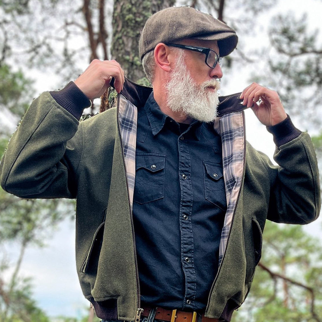 HIGHLAND LODEN BOMBER JACKET - GREEN