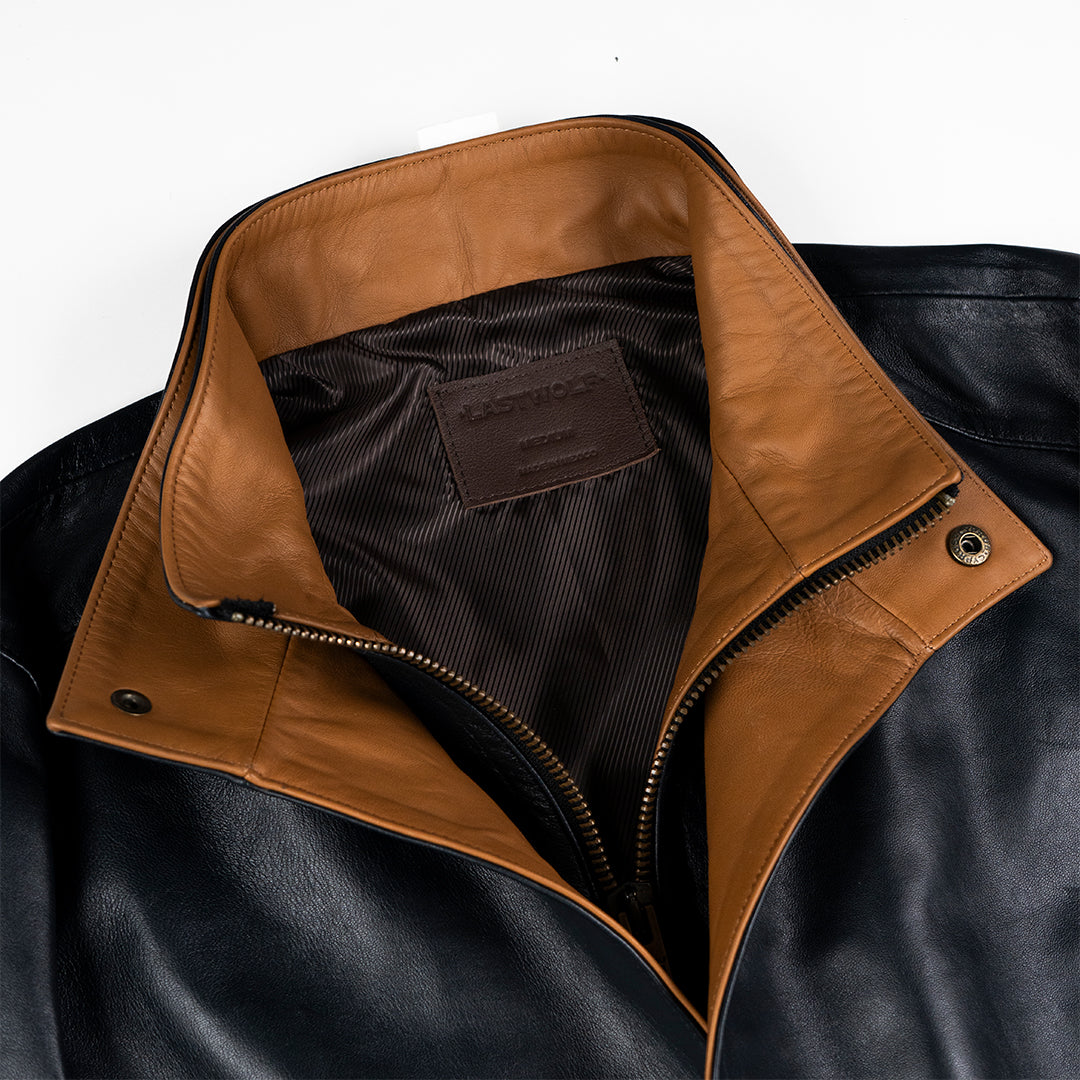 HUDSON DUSK LEATHER JACKET - MIDNIGHT BLUE