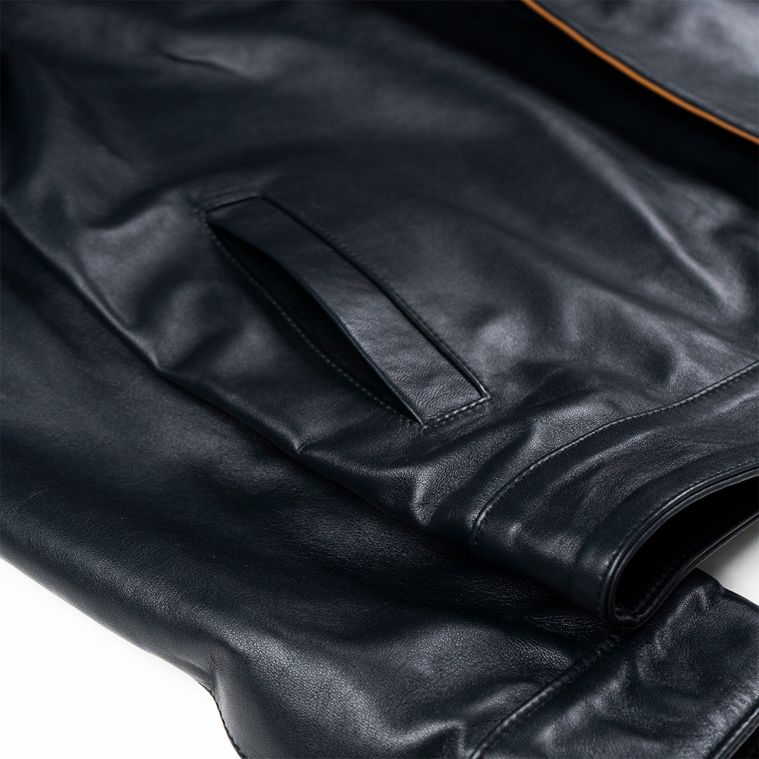 HUDSON DUSK LEATHER JACKET - MIDNIGHT BLUE