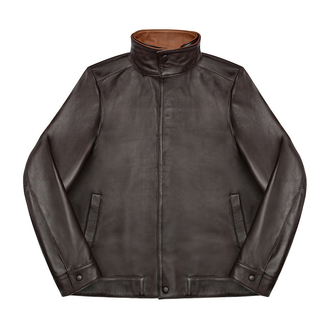 HUDSON DUSK LEATHER JACKET - AUTUM OAK COLOR