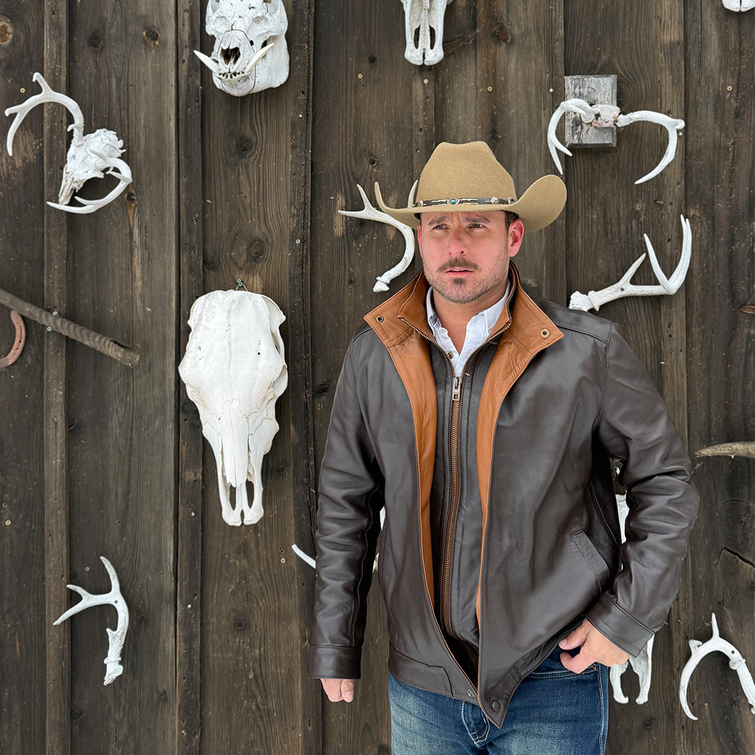 HUDSON DUSK LEATHER JACKET - AUTUM OAK COLOR