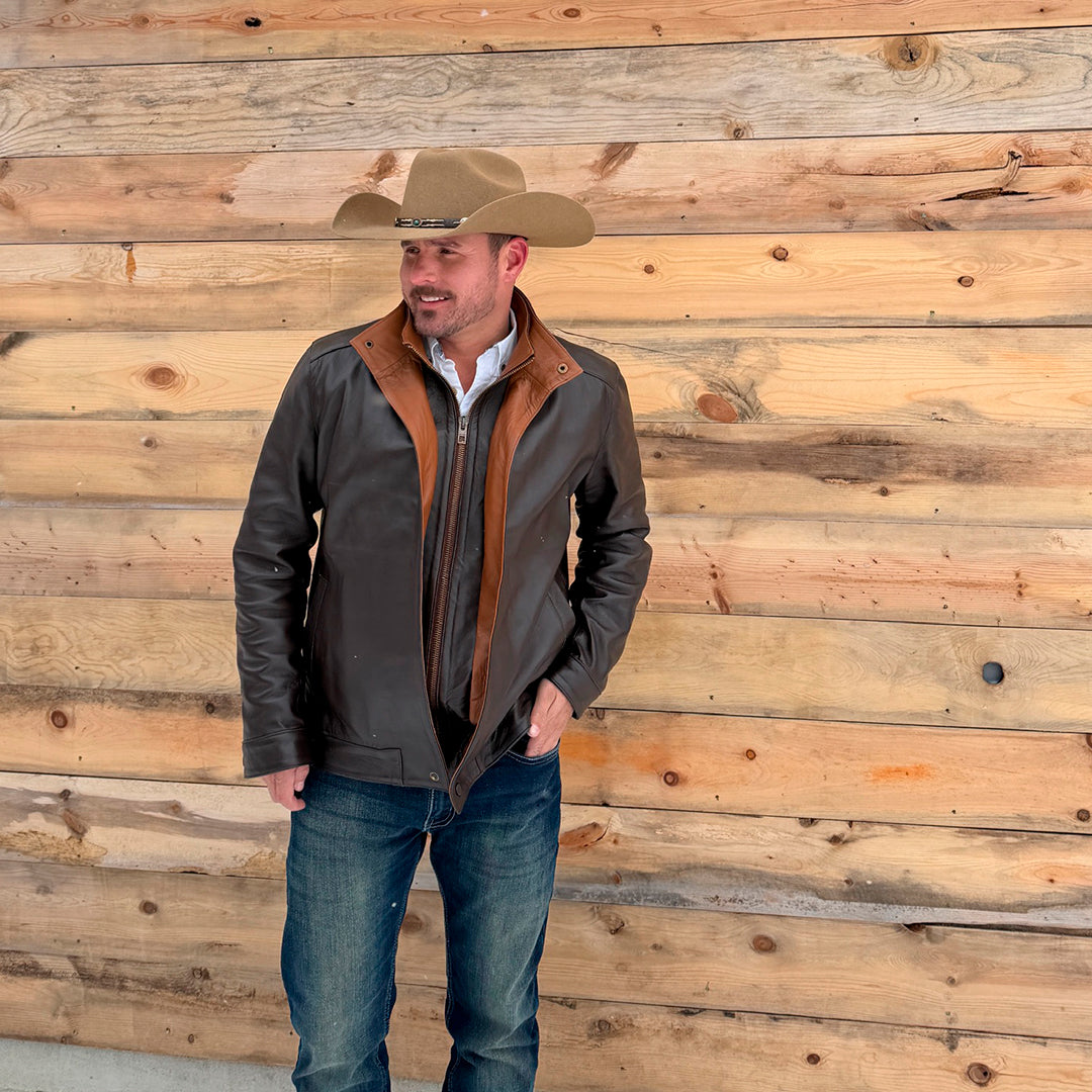 HUDSON DUSK LEATHER JACKET - AUTUM OAK COLOR