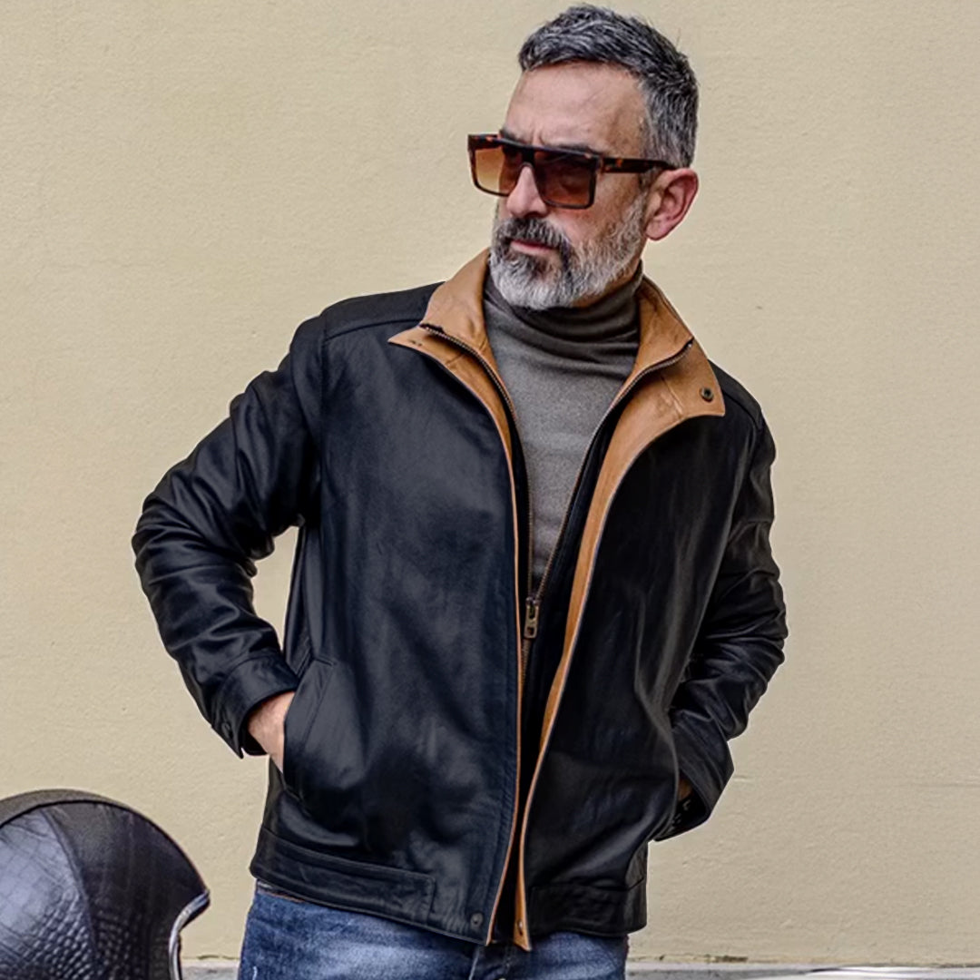 HUDSON DUSK LEATHER JACKET - MIDNIGHT BLUE