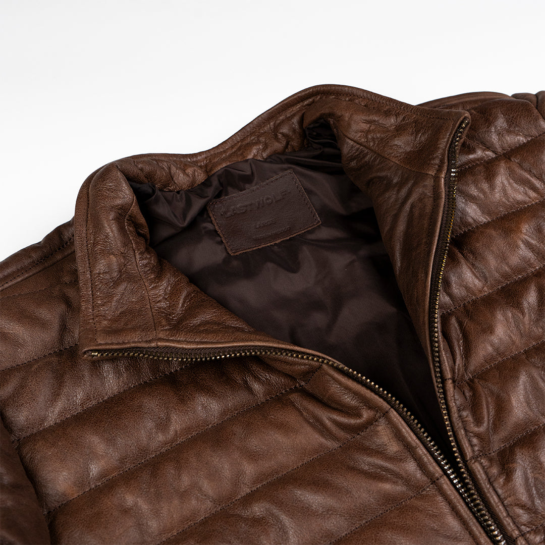 ASPEN RIDGE QUILTED  LEATHER JACKET - CHOCOLATE