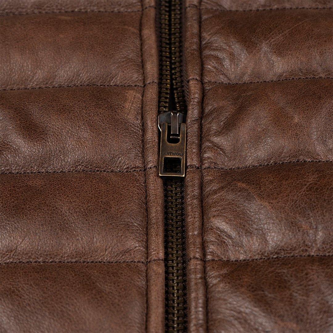 ASPEN RIDGE QUILTED  LEATHER JACKET - CHOCOLATE