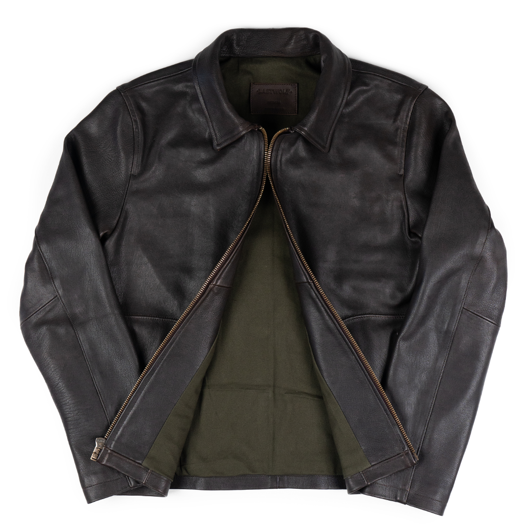 CRAIG MOTO LEATHER JACKET-DARK BROWN