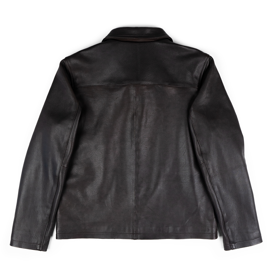 CRAIG MOTO LEATHER JACKET-DARK BROWN