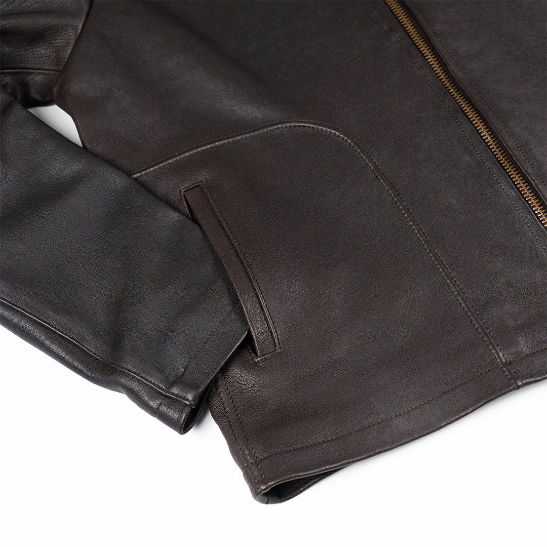 CRAIG MOTO LEATHER JACKET-DARK BROWN