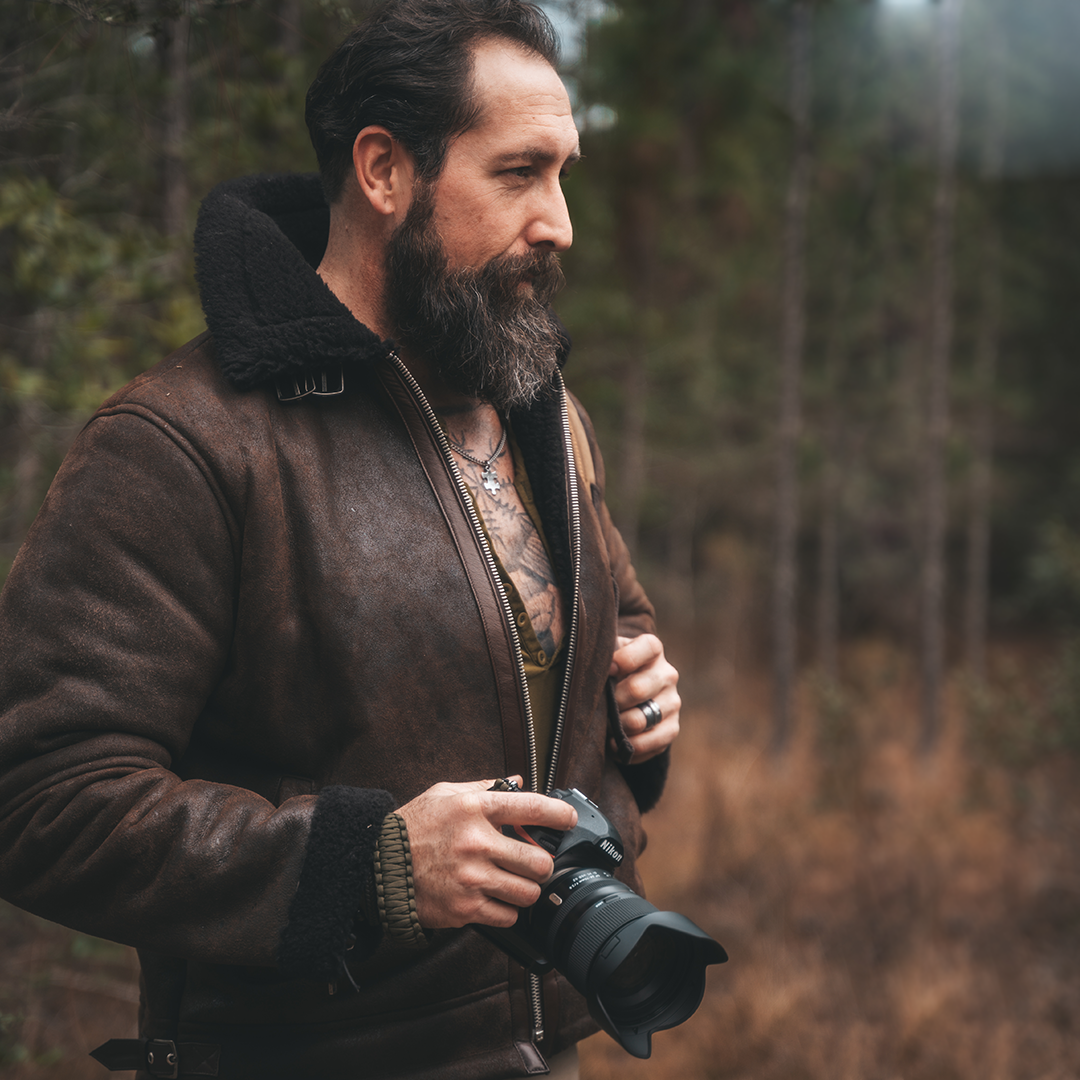 B3 SHEARLING FLIGHT LEATHER JACKET - SEPIA CRACKED BROWN