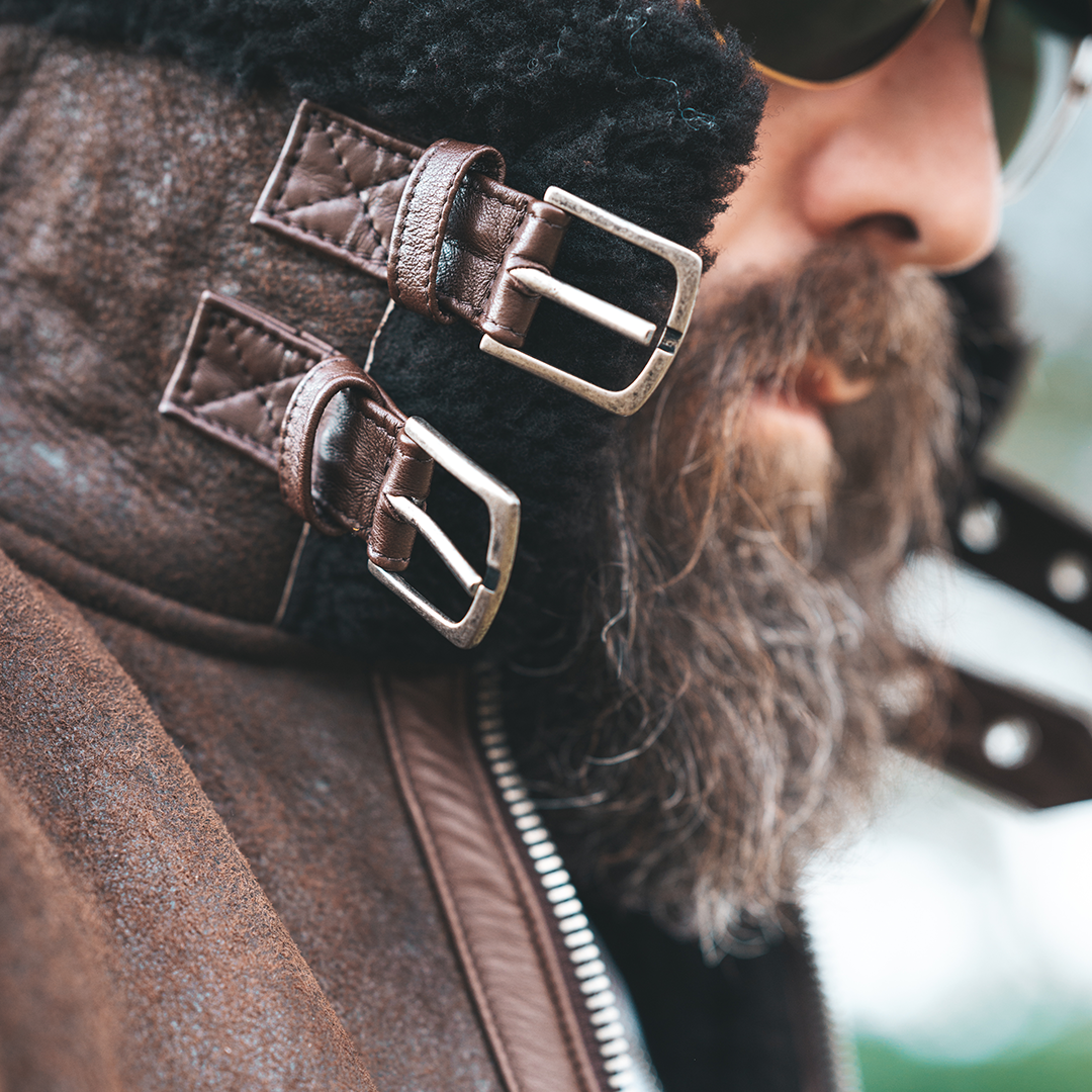 B3 SHEARLING FLIGHT LEATHER JACKET - SEPIA CRACKED BROWN