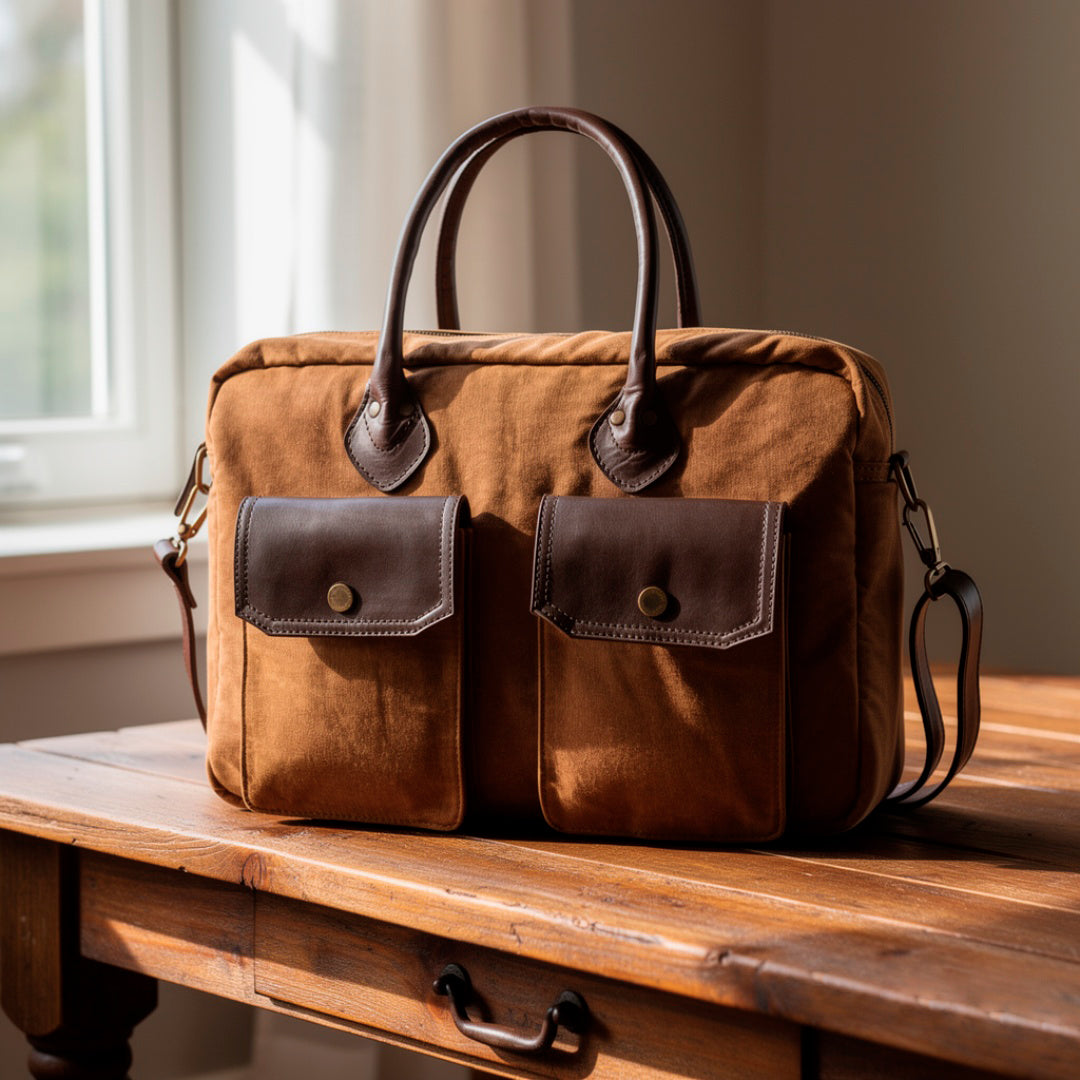 FRONTIER WAX CANVAS MESSENGER BAG - COGNAC COLOR