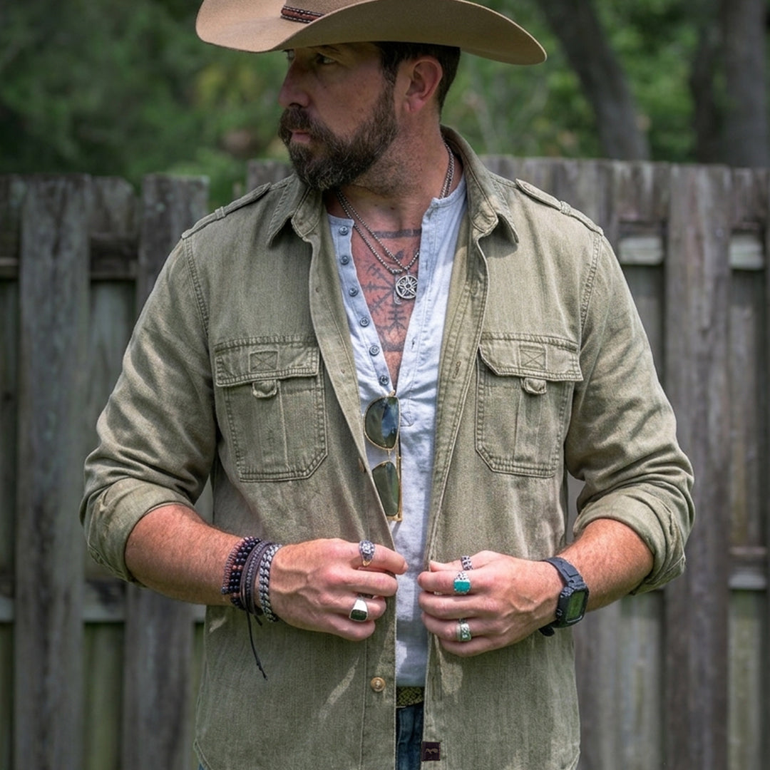 OUTDOORS VENT SHIRT - OLIVE GREEN