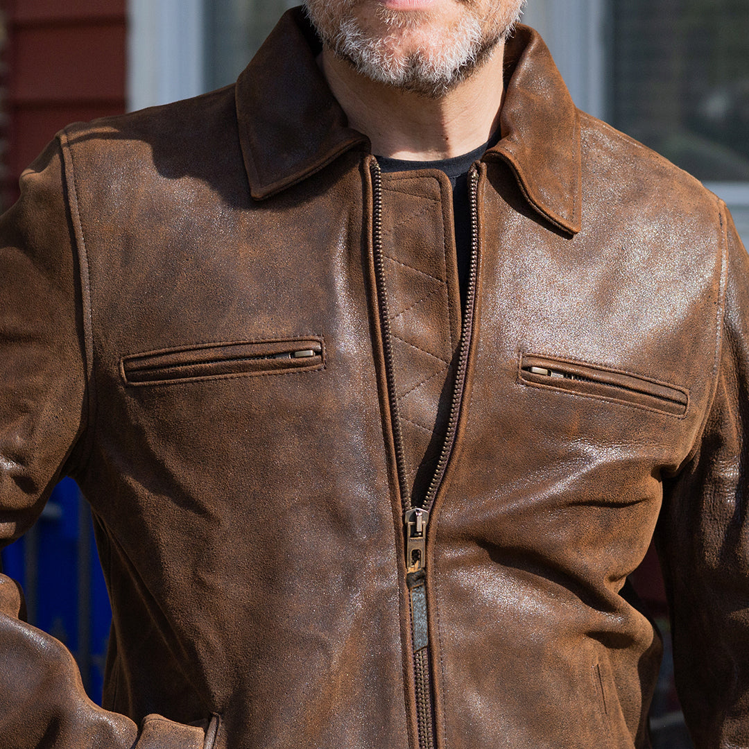 Rainier Moto Leather Jacket - Craked Brown | Lastwolf