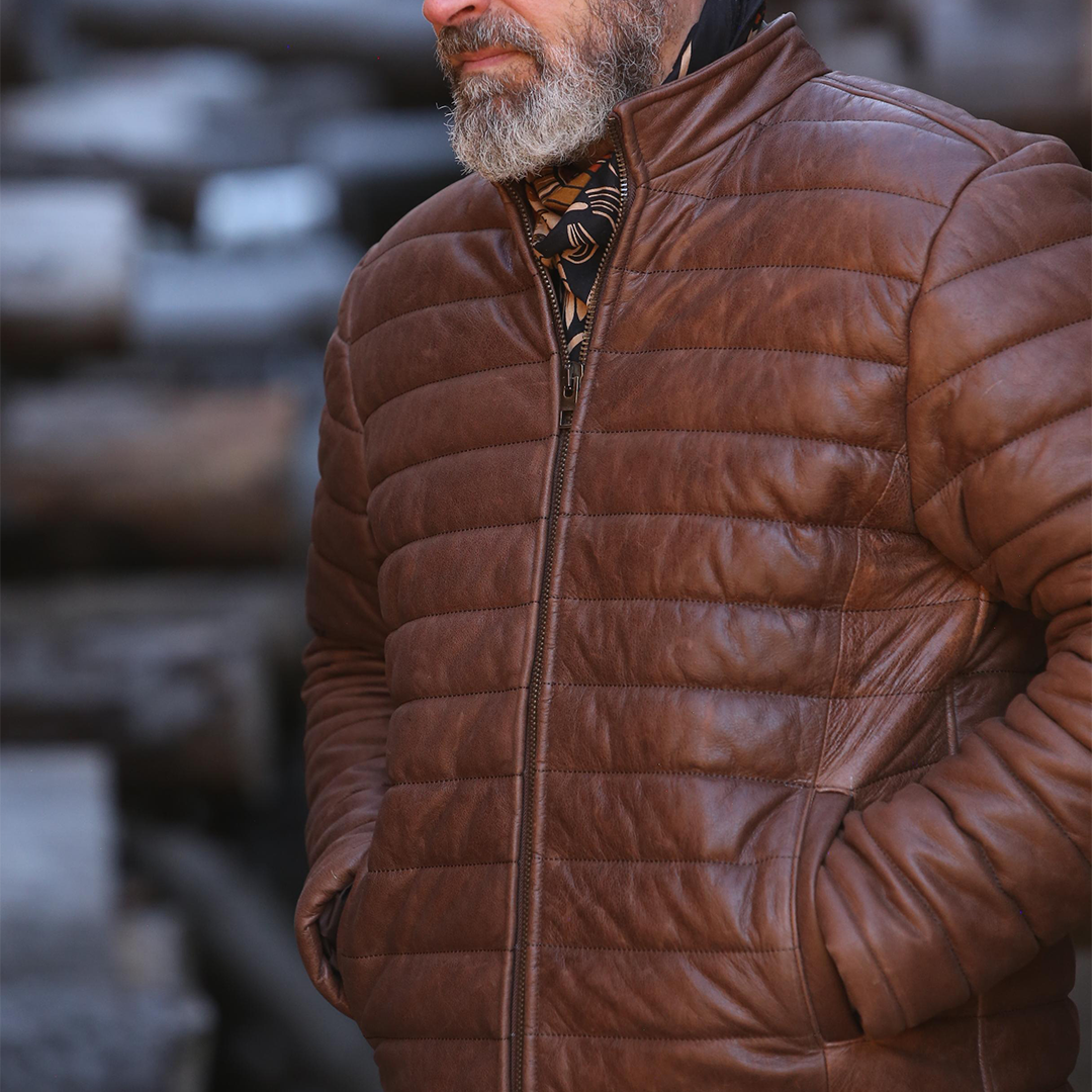 ASPEN RIDGE QUILTED  LEATHER JACKET - CHOCOLATE