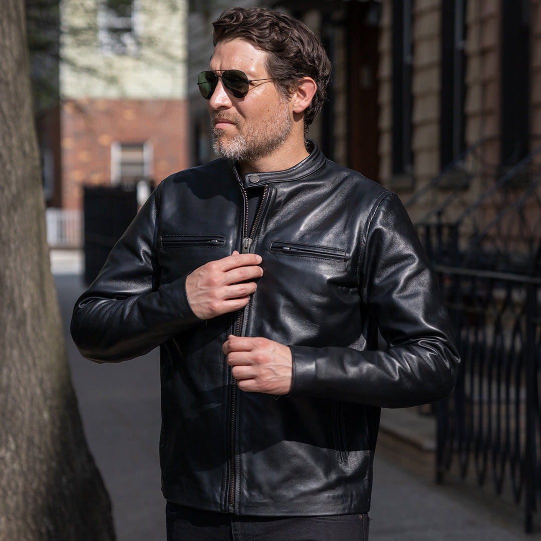 WHEELER PEAK RACER LEATHER JACKET - BLACK