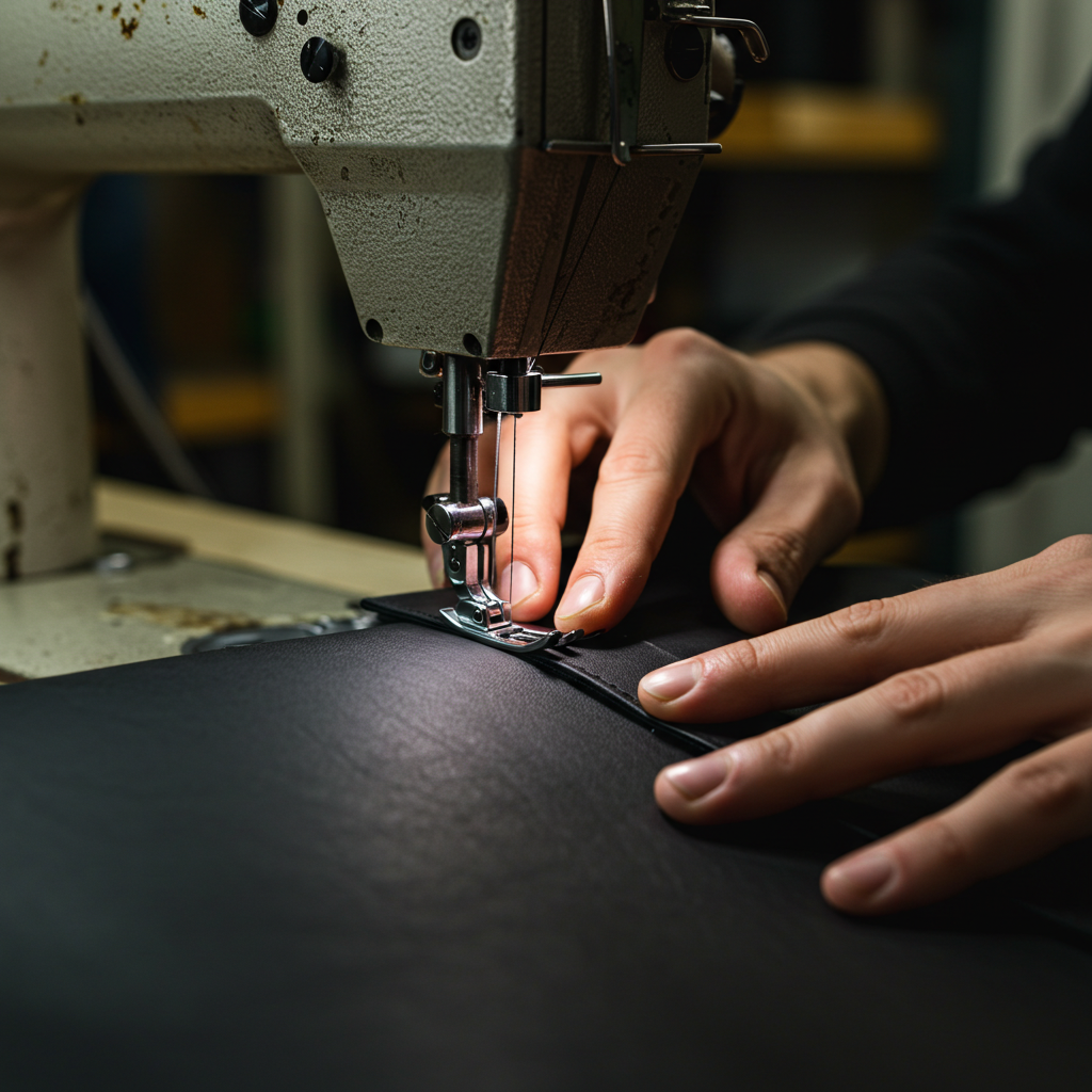 A craftsperson working on a Last Wolf jacket