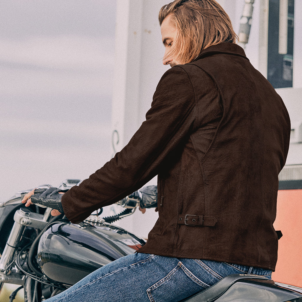 INDIANA DUNES MOTO LEATHER JACKET- AGED BROWN