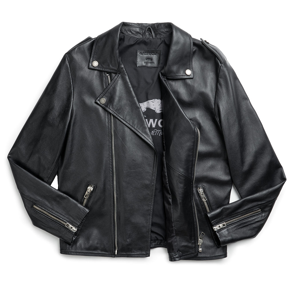BORAH BIKER LEATHER JACKET - BLACK