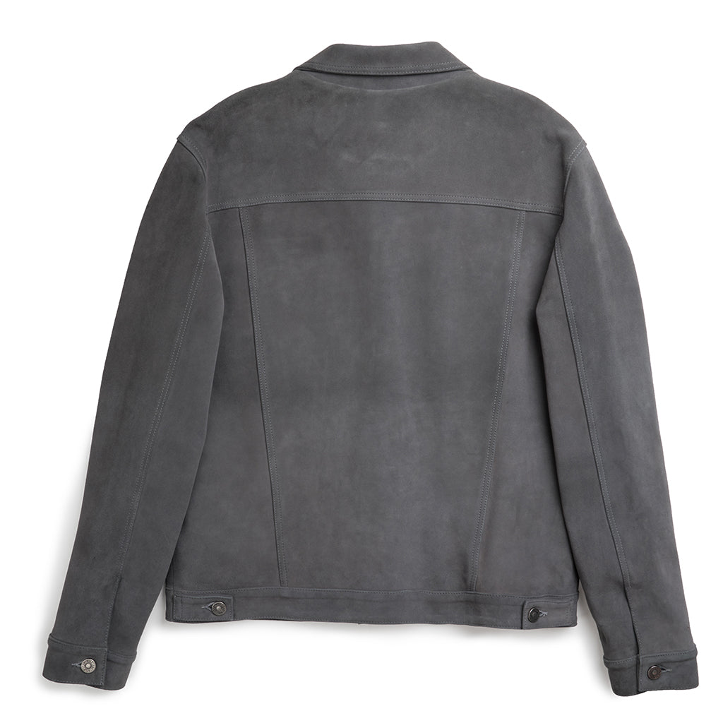 ELBERT BUTTON UP SUEDE JACKET - GRAY