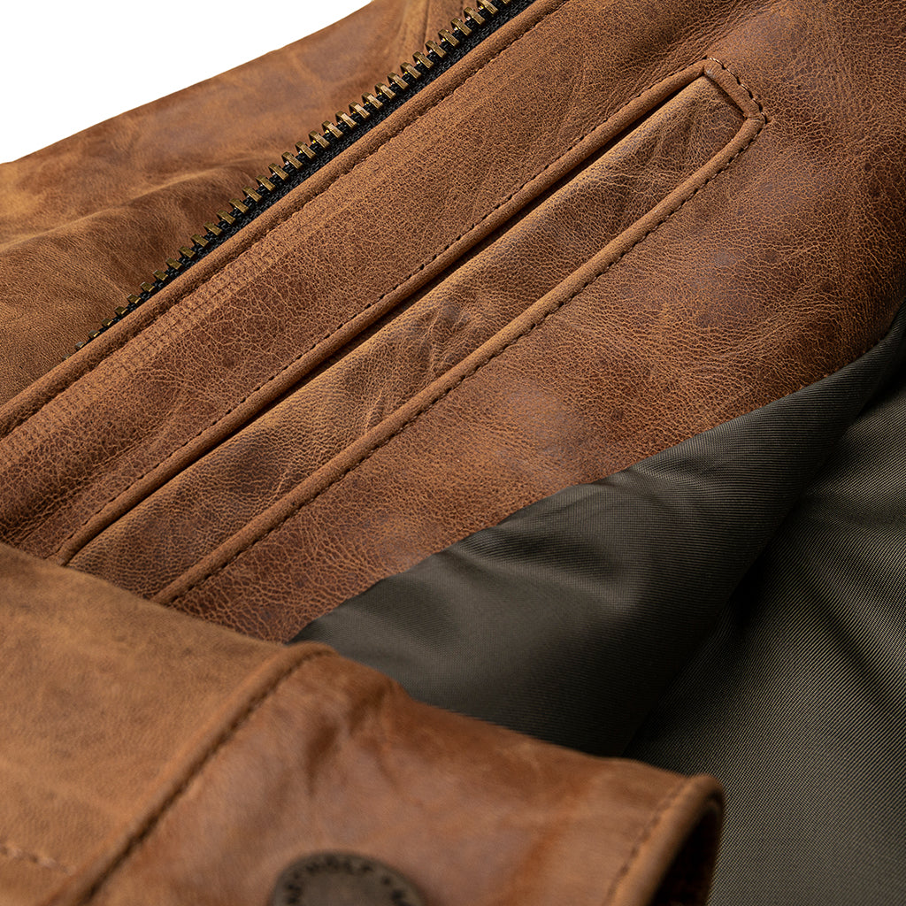 YELLOWSTONE WORK LEATHER JACKET -  TAN COLOR