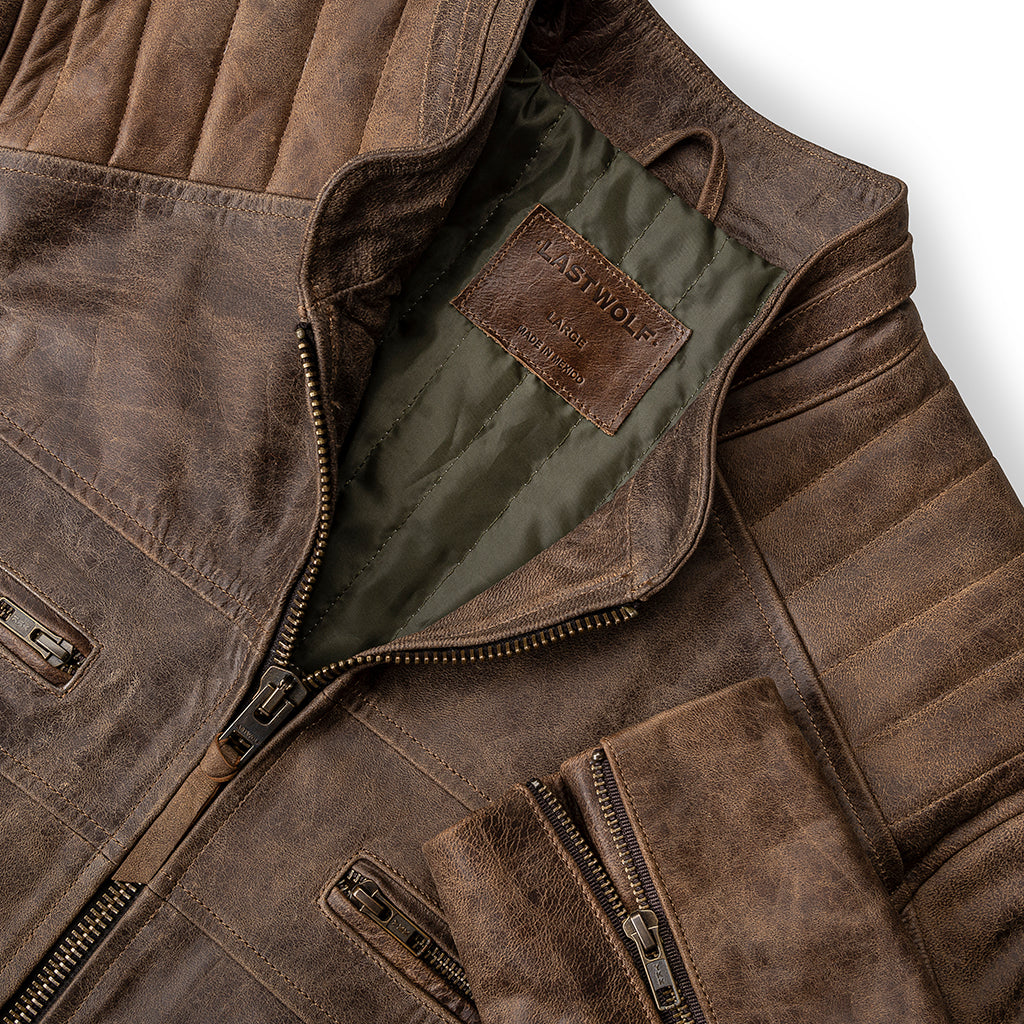 DEATH VALLEY RACER LEATHER JACKET- COCOA BROWN