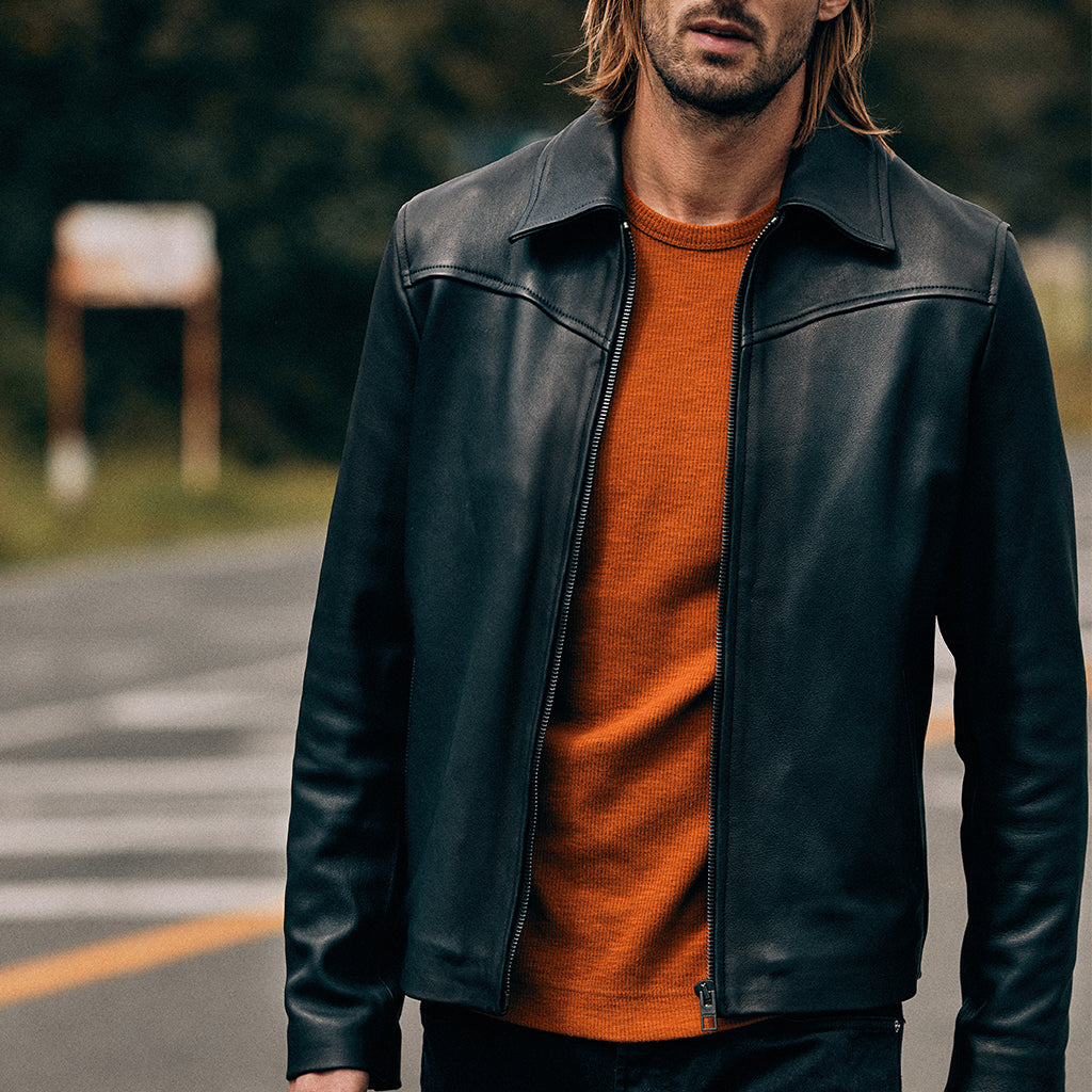 KATMAI MOTO LEATHER JACKET - BLACK MATE