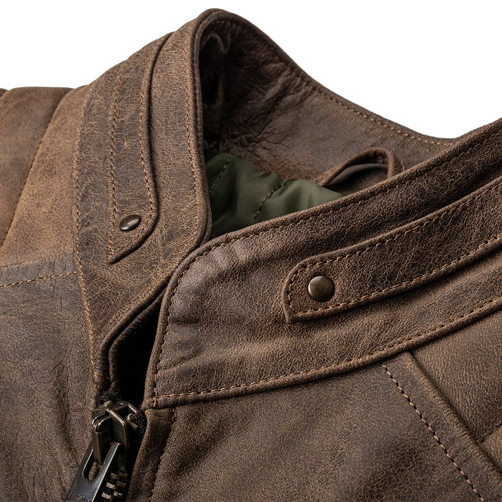 DEATH VALLEY RACER LEATHER JACKET- COCOA BROWN