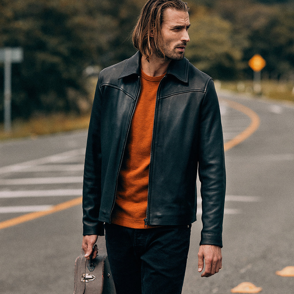 KATMAI MOTO LEATHER JACKET - BLACK MATE