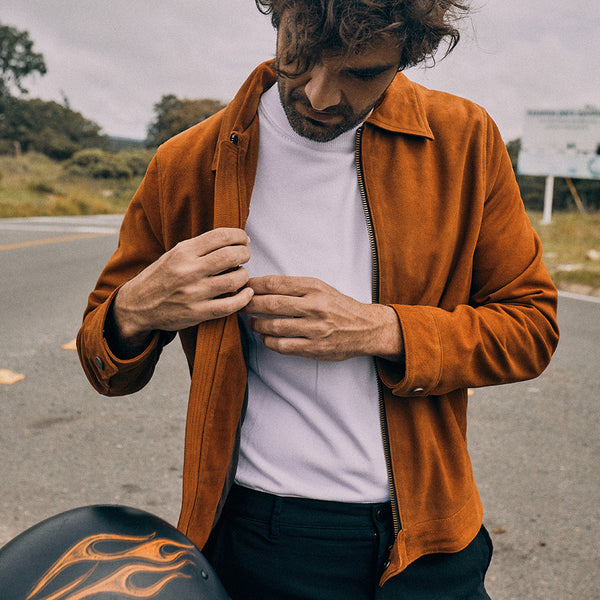 ジャケット・アウター ollun boa suede combination coat mocha Men's Suede Trucker Jacket - Mott & Bow