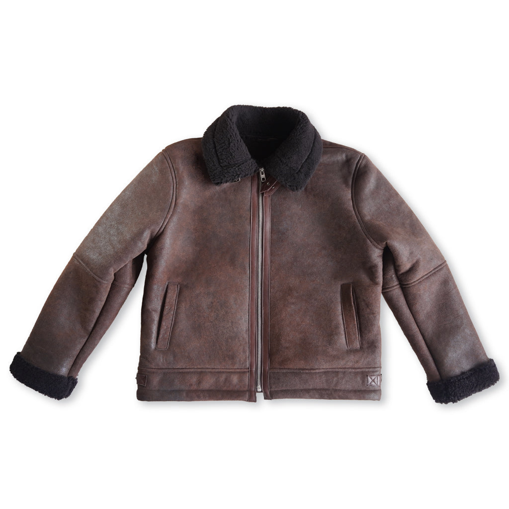 B3 SHEARLING FLIGHT LEATHER JACKET - SEPIA CRACKED BROWN