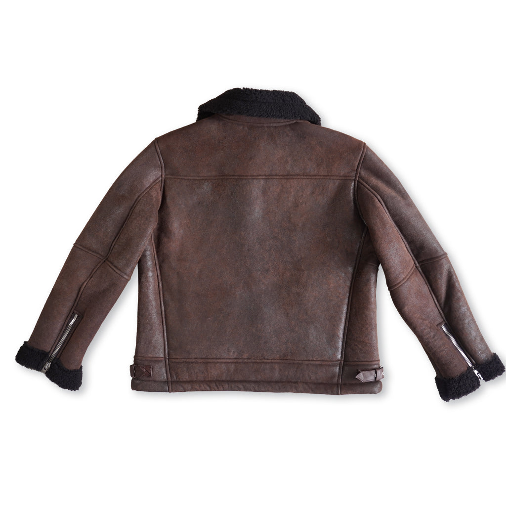 B3 SHEARLING FLIGHT LEATHER JACKET - SEPIA CRACKED BROWN