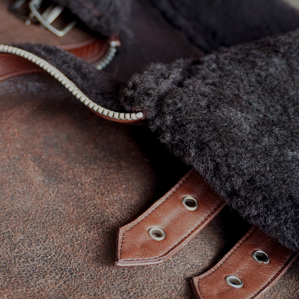 B3 SHEARLING FLIGHT LEATHER JACKET - SEPIA CRACKED BROWN