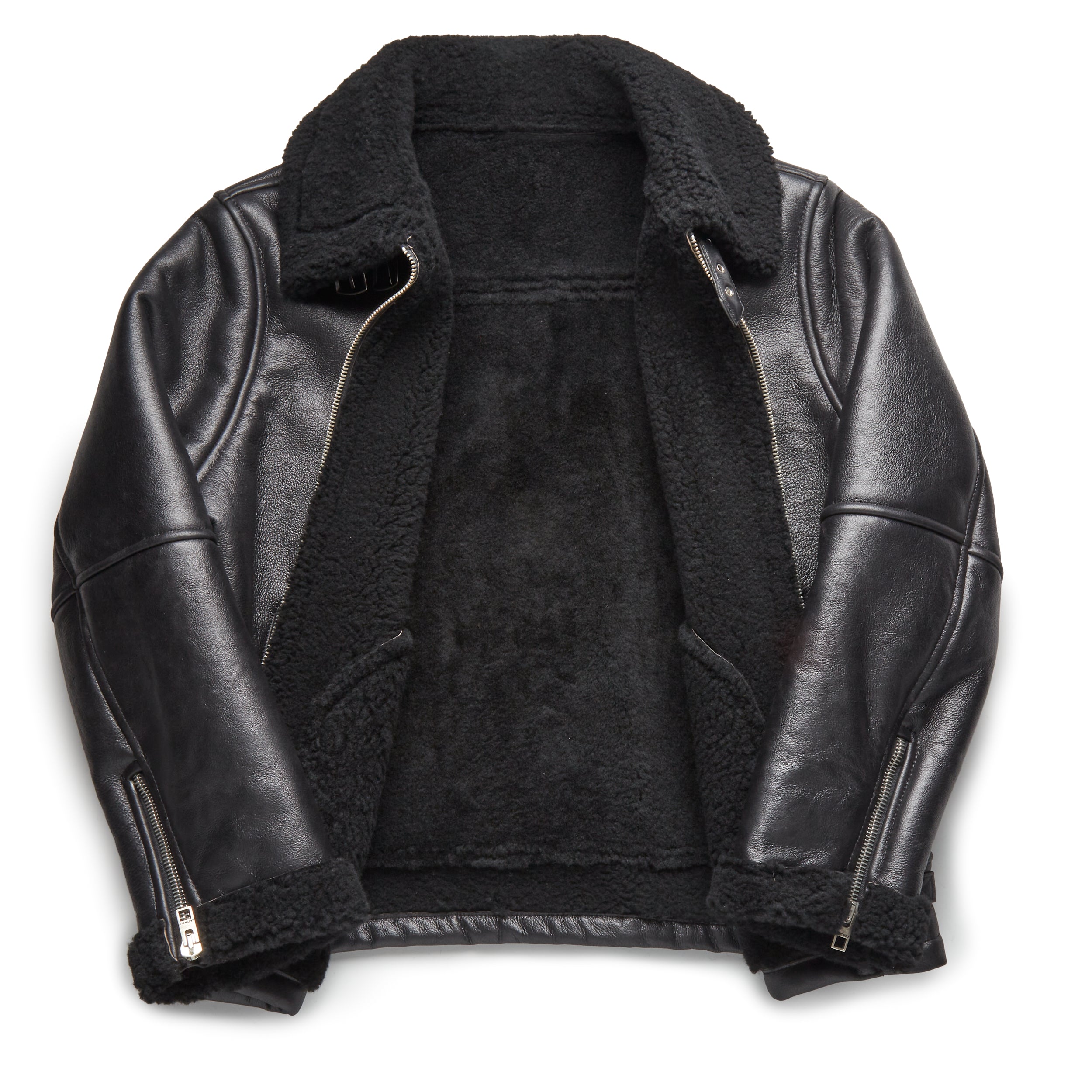 B3 SHEARLING FLIGHT LEATHER JACKET - OLD BLACK