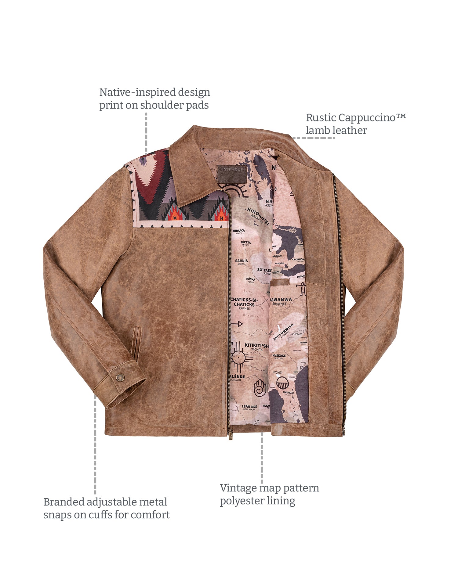 Details of Dakota Leather jacket Rustic Capuccino