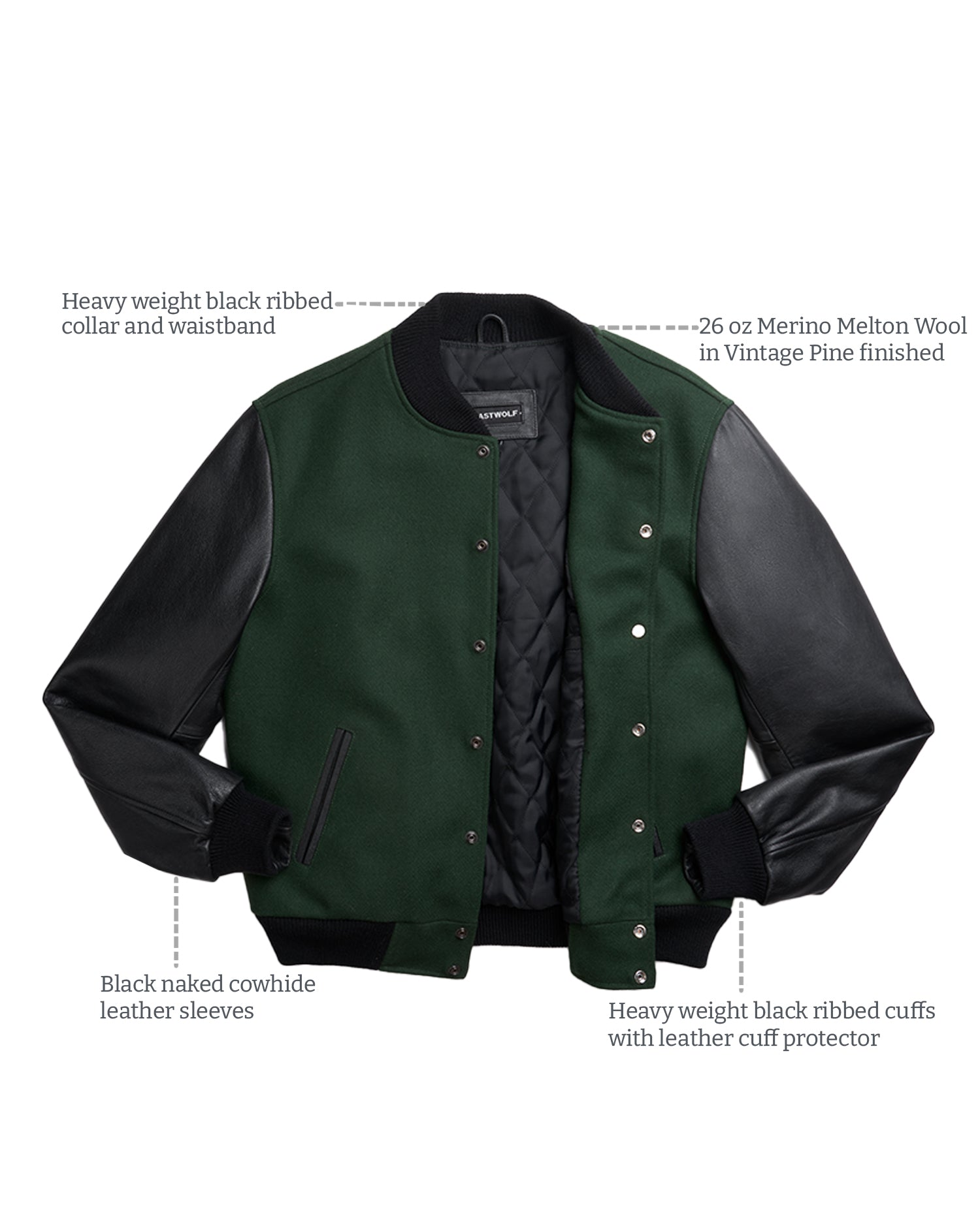 Details of Pine Varsity Jacket Green