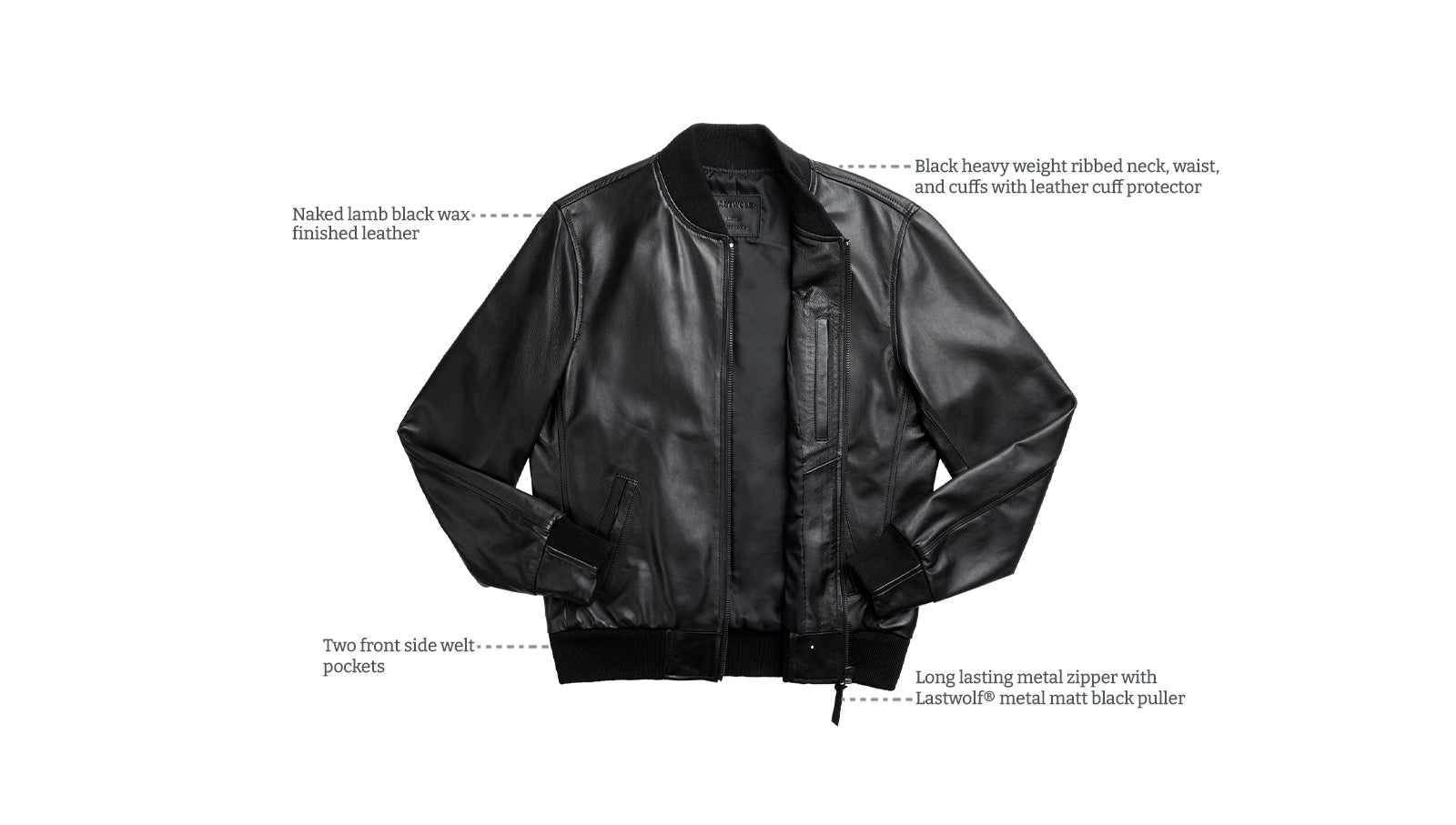 Details of Black Elk Bomber Leather Jacket black