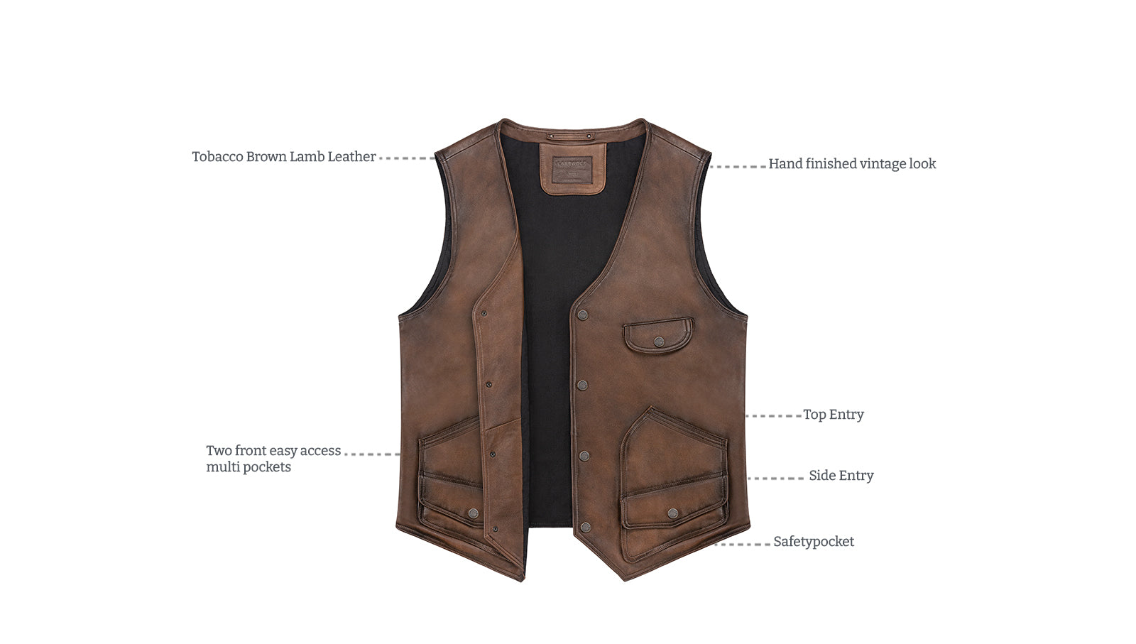 Details of Montana Leather Vest Tobacco Brown