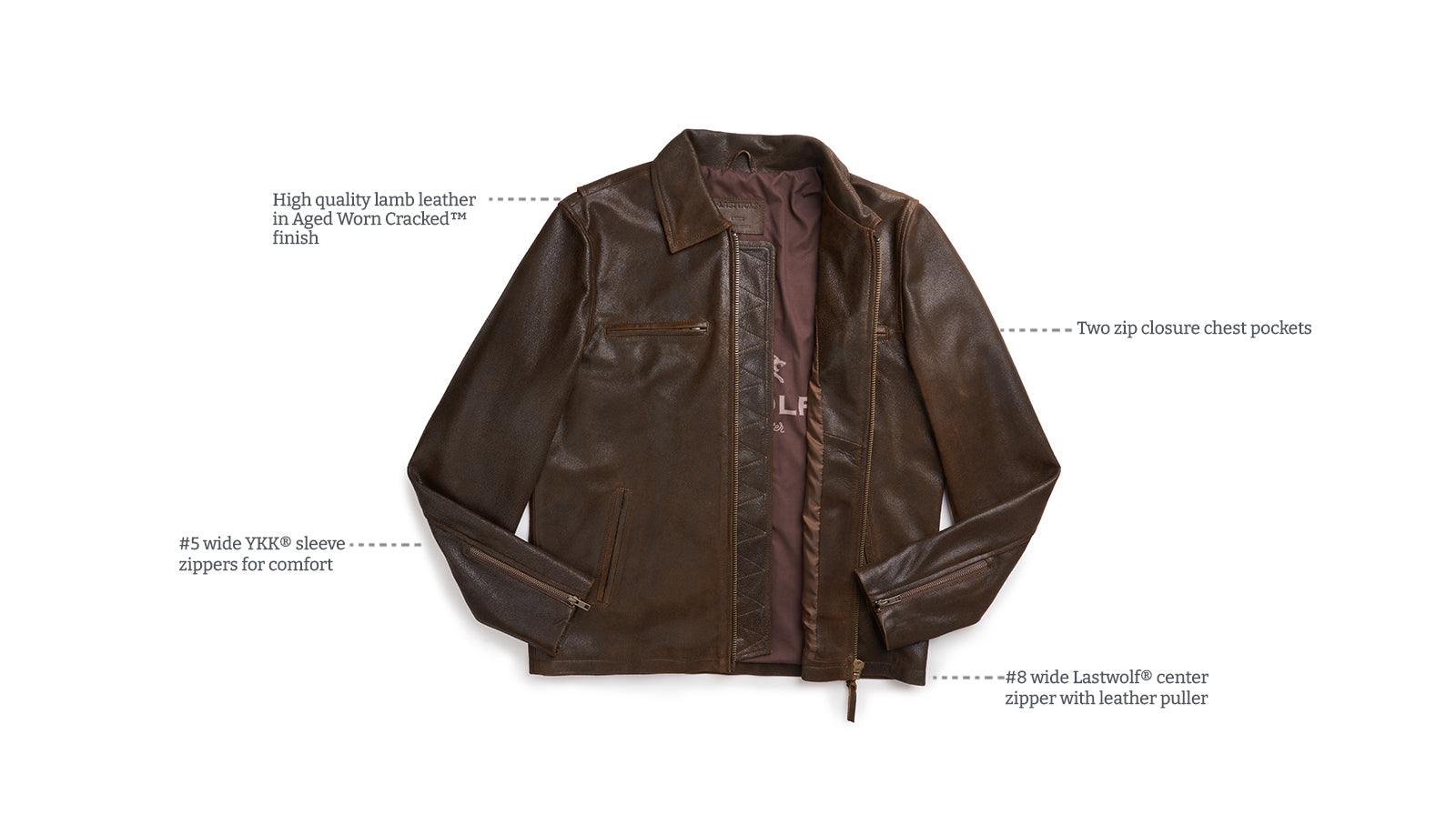 Details of Rainier Moto leather Jacket Craked Brown
