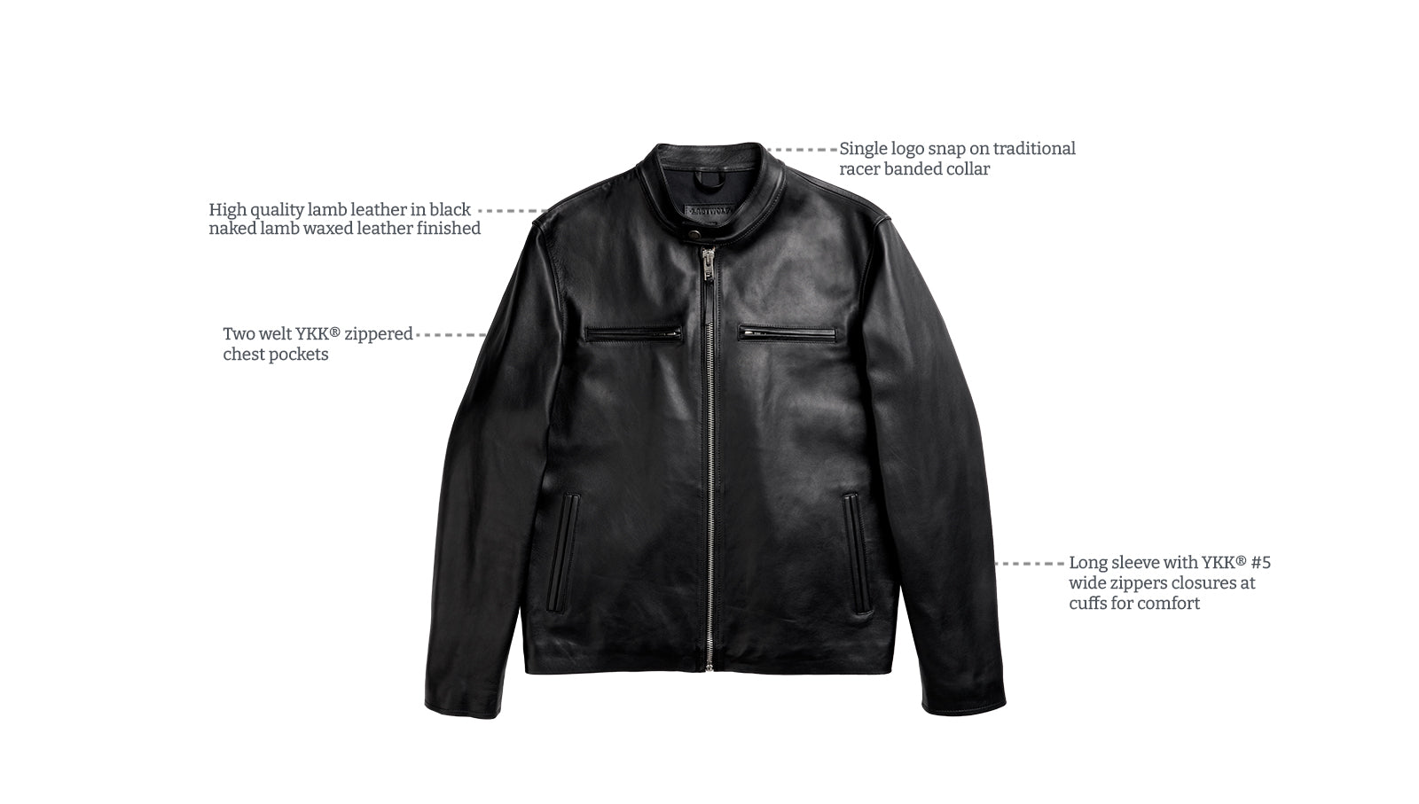 Details of Wheeler Peak Racer Leather Jacket Black